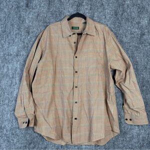 Orvis men's long sleeve plaid shirt, XL, cotton & merino wool blend.